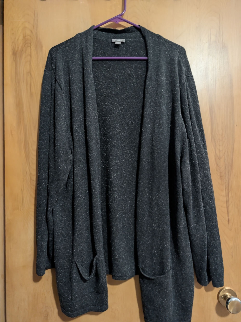 J. Jill Charcoal Sparkle Open-Front Cardigan